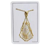 TEEORO Crystal Stone Holder Necklace,Crystal Cage Necklace Holder Necklace,Adjustable Crystal Holder Necklace Cage, Crystal Cage Necklace Jewelry for Women Men (Gold White)