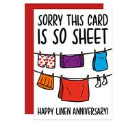 TeePee Creations Fourth Anniversary Card, Wedding Anniversary A6 Card, Linen Anniversary, Funny Card, Sheet Pun Card, Card for Husband, Card for Wife, Four Year Card (Linen 4 Year)
