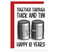 TeePee Creations Tenth Anniversary Card, Wedding Anniversary A6 Card, Tin Anniversary, Funny Card, Can Pun Card, Card for Husband, Card for Wife, Ten Year Card (Tin 10 Year)