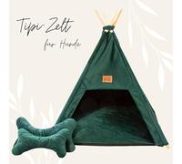 Teepee Dog House Dog Cave Dog Bed Sleeping Place Dog Tent (Royal Green)