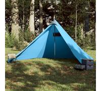 Teepee Family Tent 7 Person Blue Waterproof 185T Polyester with PU Coating, 427 x 411 x 178 cm, Lightweight Camping Tent with Zip Entrance