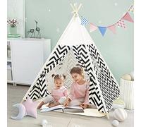 Teepee Tent for Kids Foldable Play Tent for Boys and Girls with Plush Mat Playhouse for Kids Indoor and Outdoor (white stripe)