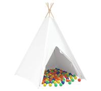 Teepee Tent White 120 x 120 x 150 cm Fabric and Plastic Children's Play Tent for Indoor and Outdoor Use with Lightweight Frame Ideal as a Teepee Cave and Hiding Place for Children's Room and Garden