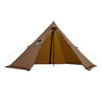 Teepee Tent with Oven Opening and Snow Apron 4 Person Waterproof Teepee Tent for Family Camping, 4 Seasons Pyramid Tent for Hiking, Outdoor, Trekking, Hunting, Fishing (Brown)