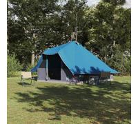 Teepee Tent with Roof and Storage Made of TAFT, 358 x 296 x 258 cm, Blue, Windproof and Breathable, with E-Port and Light Hanger, Ideal for Family Camping, Outdoor Festival