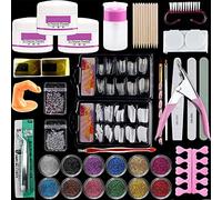TEEROVA Acrylic Nail Kit for Beginners, Professional Nail Acrylic Powder Glitter Nail Art False Nail Tips Decoration Tools Manicure Set