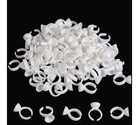 TEEROVA Disposable Plastic Nail Art Tattoo Glue Rings Holder Eyelash Extension Rings Adhesive Pigment Holders (300pcs)