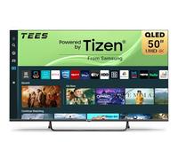 Tees 50 inch 4K QLED Smart TV, Tizen OS UHD Central Stand Design Television with Apple TV+ BBC Netflix Freeview TV Plus Gaming Hub, MEMC HDR10 Ideal Large Screen TV for Living Room, Made in the UK