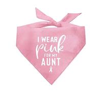 Tees & Tails I Wear Pink for My Aunt Support Breast Cancer Awareness Dog Bandana (Hot Pink Or Baby Pink)