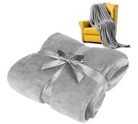 Teesa Fleece Blanket 200x220cm Grey Thick Warm TSA8902-1