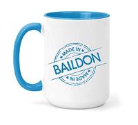 teesandmugs Made in Baildon Ceramic Mug - Unique Gift for Home and Office - Ely Town Keepsake Souvenir (Blue)