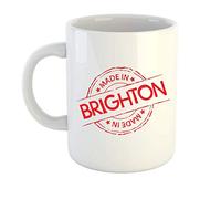 teesandmugs Made in Brighton Ceramic Mug - Unique Gift for Home and Office - Ely Town Keepsake Souvenir (White)