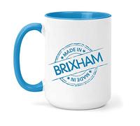 teesandmugs Made in Brixham Ceramic Mug - Unique Gift for Home and Office - Ely Town Keepsake Souvenir (Blue)