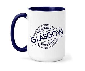 teesandmugs Made in Glasgow Ceramic Mug - Unique Gift for Home and Office - Ely Town Keepsake Souvenir (Navy)