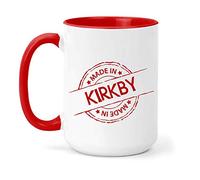 teesandmugs Made in Kirkby Ceramic Mug - Unique Gift for Home and Office - Ely Town Keepsake Souvenir (Red)