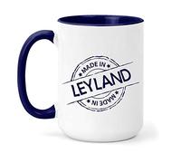 teesandmugs Made in Leyland Ceramic Mug - Unique Gift for Home and Office - Ely Town Keepsake Souvenir (Navy)