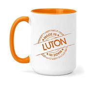 teesandmugs Made in Luton Ceramic Mug - Unique Gift for Home and Office - Ely Town Keepsake Souvenir (Orange)