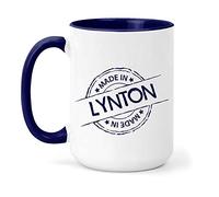 teesandmugs Made in Lynton Ceramic Mug - Unique Gift for Home and Office - Ely Town Keepsake Souvenir (Navy)