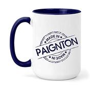 teesandmugs Made in Paignton Ceramic Mug - Unique Gift for Home and Office - Ely Town Keepsake Souvenir (Navy)