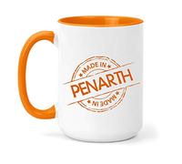 teesandmugs Made in Penarth Ceramic Mug - Unique Gift for Home and Office - Ely Town Keepsake Souvenir (Orange)