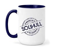 teesandmugs Made in Solihull Ceramic Mug - Unique Gift for Home and Office - Ely Town Keepsake Souvenir (Navy)