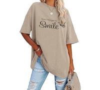 Teesho Women's T-Shirt Long Sleeve/Short Sleeve Oversized Tops Cotton Shirts Casual Loose Long Sleeve Shirt Tops Tunic, C-brown, XXL