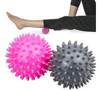 TEESIN Pack of 2 Spiky Massage Balls,7.5cm Pilates Spiky Ball Hard Massage Ball Set,Foot Back Hand Deep Tissue Massage,Lacrosse Ball for Pain,Tension and Stress Relief,Simulates Blood Circulation