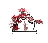 TEESONG Bonsai Tree Pot for Fake Tree Artificial Bonsai Red Maple Leaf Ceramic Statue Little Monk Zen Decoration for Home Indoor Decor Tree Greenery Decor