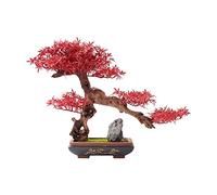TEESONG Bonsai Tree Pot for Fake Tree Artificial Bonsai Simulation Red Maple Leaf Ceramic Flowerpot Artifi Moss for Home Indoor Desktop Ornaments Tree Greenery Decor