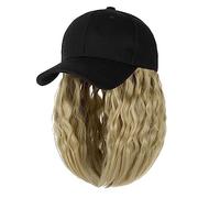 TEESONG Cap with Hair Extensions for Women Baseball Cap Short Wig Curly Synthetic Baseball Cap Hair Wig Natural Black Knit Hat Wigs Naturally Synthetic Adjustable Hat Wig for Women(Color:F706 6)