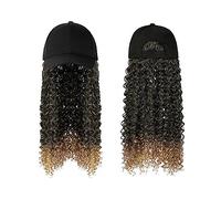 TEESONG Cap with Hair Extensions for Women Curly Synthetic Hair Hat Wig Long Black Wigs Connect With Baseball Cap Wig Hats For Black Women Hat Wig for Women(Color:1)