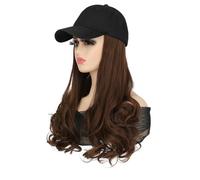 TEESONG Cap with Hair Extensions for Women Hat Wig Fashion Breathable Peaked Cap Long Curly Wig Women's Synthetic Wig Women's Fashion Wig Hat Hat Wig for Women(Color:C)