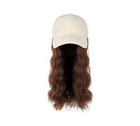 TEESONG Cap with Hair Extensions for Women Ladies Fashion Long Curly Hair Wave Synthetic Wig Cap For Winter Detachable One-Piece Black Brown Gray Wig With Hat Hat Wig for Women(Color:I)