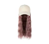 TEESONG Cap with Hair Extensions for Women Ladies Fashion Long Curly Hair Wave Synthetic Wig Cap For Winter Detachable One-Piece Black Brown Gray Wig With Hat Hat Wig for Women(Color:A)