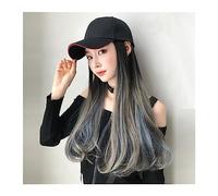 TEESONG Cap with Hair Extensions for Women Long Baseball Cap Hair Wig Natural Layer Blue Wigs Connect Synthetic Hat Wig Adjustable For Women Hat Wig for Women