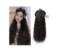 TEESONG Cap with Hair Extensions for Women Long Curly Hair Synthetic Hat Wig Adjustable Hat With Hair Natural Hair Extension Ladies Short Wig Straight Wavy Hair Hat Wig for Women(Color:B)
