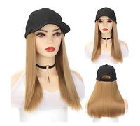 TEESONG Cap with Hair Extensions for Women Long Synthetic Natural Wave Wavy Curly Hair Wigs With Hat Baseball Cap Naturally Connect Adjustable Hat Wig Hat Wig for Women(Color:5)