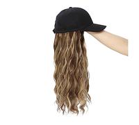 TEESONG Cap with Hair Extensions for Women Synthetic Baseball Cap Hair Wig Natural Black Cap Hair Extensions Natural Wig Wave Wigs Hat Wig Adjustable Hat Wig for Women(1)