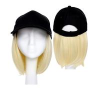 TEESONG Cap with Hair Extensions for Women Synthetic Natural Wavy Hair Wigs Cap Straight Baseball Wig Bob Wig Curly Adjustable Hat Wig Cap With Hair Hat Wig for Women(Color:4)