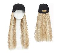 TEESONG Cap with Hair Extensions for Women Synthetic Natural Wavy Hair Wigs Cap Straight Baseball Wig Bob Wig Curly Adjustable Hat Wig Cap With Hair Hat Wig for Women(Color:15)