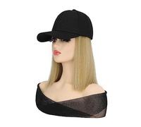 TEESONG Cap with Hair Extensions for Women Women Black/brown Bucket Hats With Hair Hat Wig With Straight Hair Synthetic Baseball Cap Hair Wigs Adjustable For Girl Hat Wig for Women(Color:3)