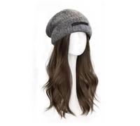 TEESONG Cap with Hair Extensions for Women Women's Wig Cap, Wavy Long Hair Wig Cap, Knitted Cap, Suitable For Daily Theme Parties, Concerts, Dates Hat Wig for Women(Color:01)