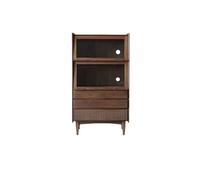 TEESONG Sideboard Buffet Cabinet Japanese Style Glass Drawer Chest Black Walnut Dining Room Sofa Side Furniture Storage Living Bedroom Decoration Food Pantry Cabinet
