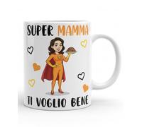 Teetaly Super Mom Dad Grandma Aunt Uncle Godfather Godmother Mug - Original Funny Ceramic Gift Idea 350ml - Perfect for Birthday, Christmas and Parties (Super Mom)