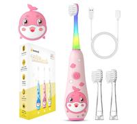 Teeteck Kids Electric Toothbrush,Rechargeable Toddlers Baby Electric Toothbrush with 2Minutes Timer and LED Light for 1-6 Boys Girls(1 Handle, 2 Brush Head, USB Charging Cable)