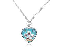 Teeth Dentist Dentistry Dental Custom Cremation Jewelry Urn Necklace for Dog Pet Ashes Heart Memorial Pendant