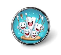 Teeth Dentist Dentistry Dental Round Lapel Pin Button Brooch Tie Badge Elegant Hat Clothing Jewelry Accessories