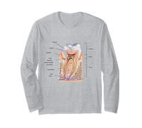 Teeth Diagram Blueprint Dentist Dental Anatomy Long Sleeve T-Shirt