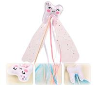 Teeth Fairy Stick Wand - Non-Woven Mesh Ribbon Wand, Fairy Costume Accessory for Cospaly Halloween Party Dress Up (Pink)