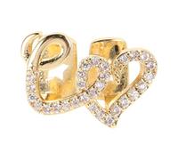 Teeth Grill Halloween Rhinestone Copper Double Heart for Women Men | Comfortable Fit, Radiant Shine, Easy to Use for Parties and Daily Life, Golden Finish